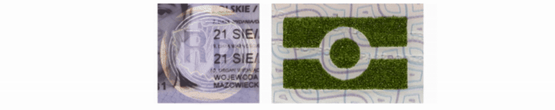 Dynamic security features in the Polish passport—a hologram and OVI